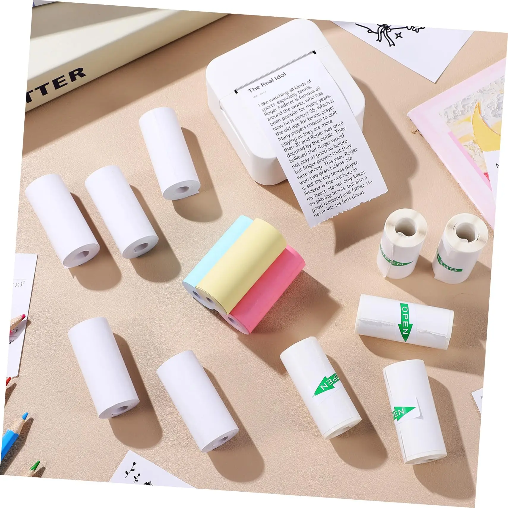 Picture 7: Mini Thermal Printer Paper 13 Rolls 57 X 25 mm Printable Sticker Paper for Pocket Printer Office and Home Use