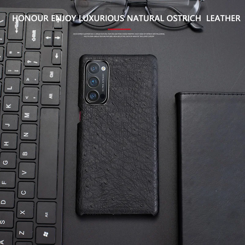 Genuine Leather Phone Case For OPPO Reno 7 SE 6 R17 R15 Pro Find X2 Lite Half Pack Natural Luxury Cowhide Back Cover