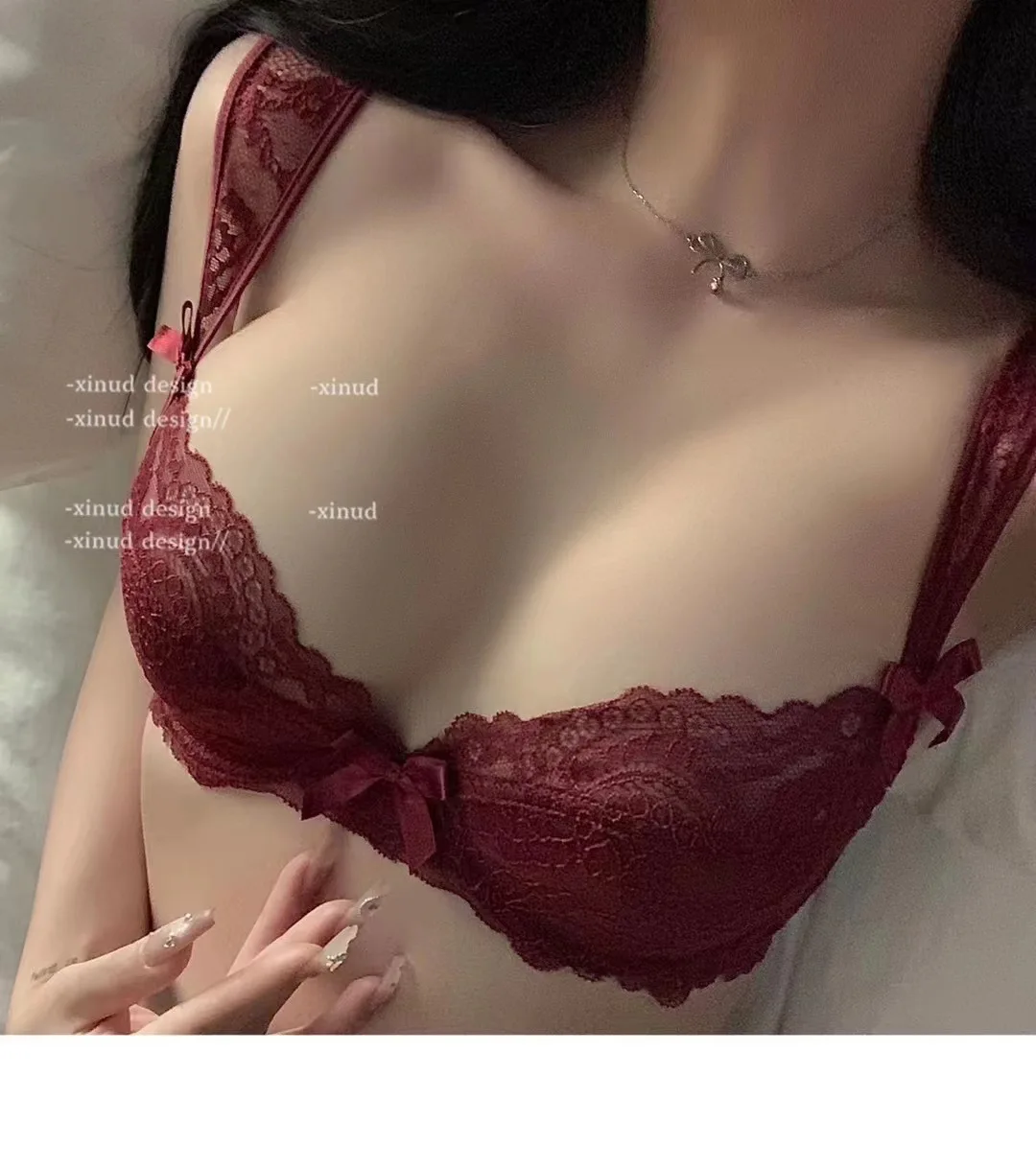 الأرجواني مثير الملابس الداخلية النساء الفرنسية الدانتيل رقيقة الصدرية أعلى دعم الرغبة النقية الرياح شفافة الصدرية سراويل مجموعة #3