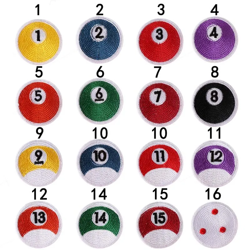 50pcs/Lot Fun Embroidery Patch Billiards Ball Game Shirt Bag Hat Clothing Decoration Accessory Craft Diy Applique