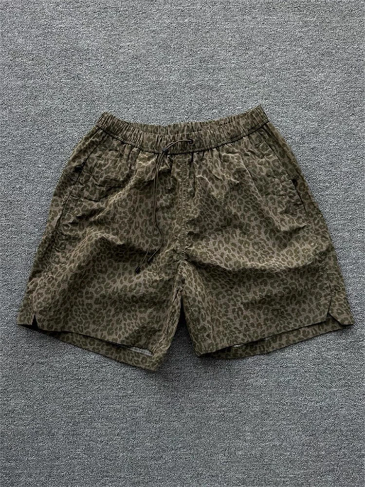 

Camouflage Leopard Print Cool Feeling Qui Dry Five-Quarter Length Casual Beach orts for Men Summer Vintage American Sports