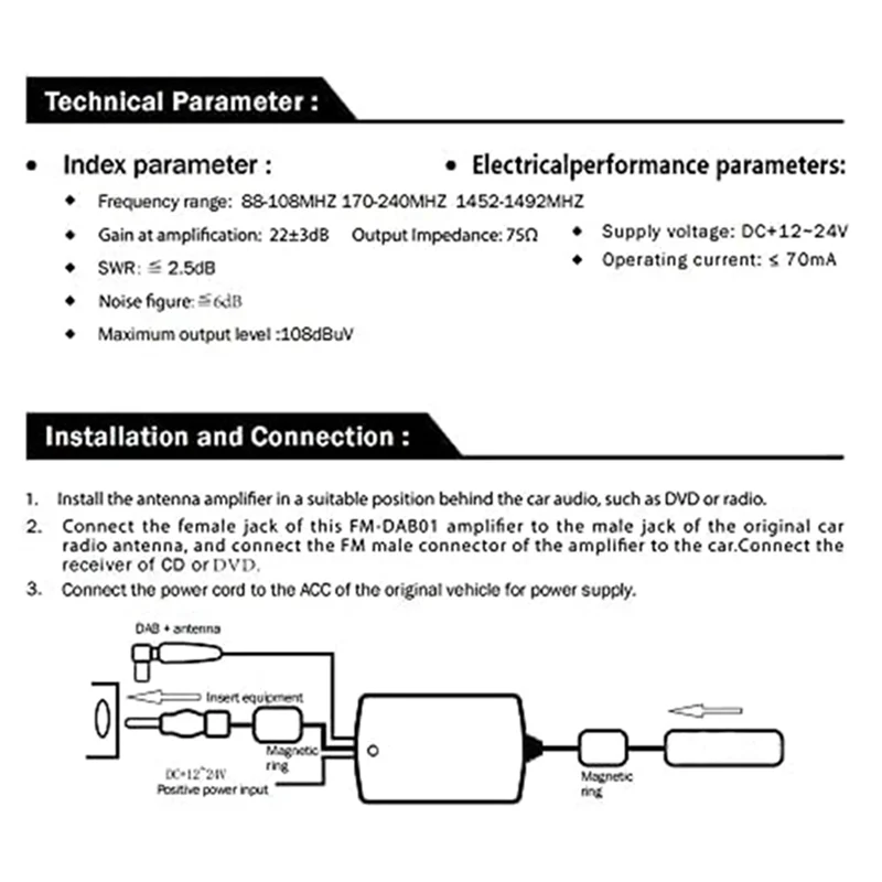 FORW-Amplifier Amplifier Memperkuat 25Db, Adaptor Antena Radio FM AM 12V Universal untuk Stereo Mobil, Audio, Radio, Media