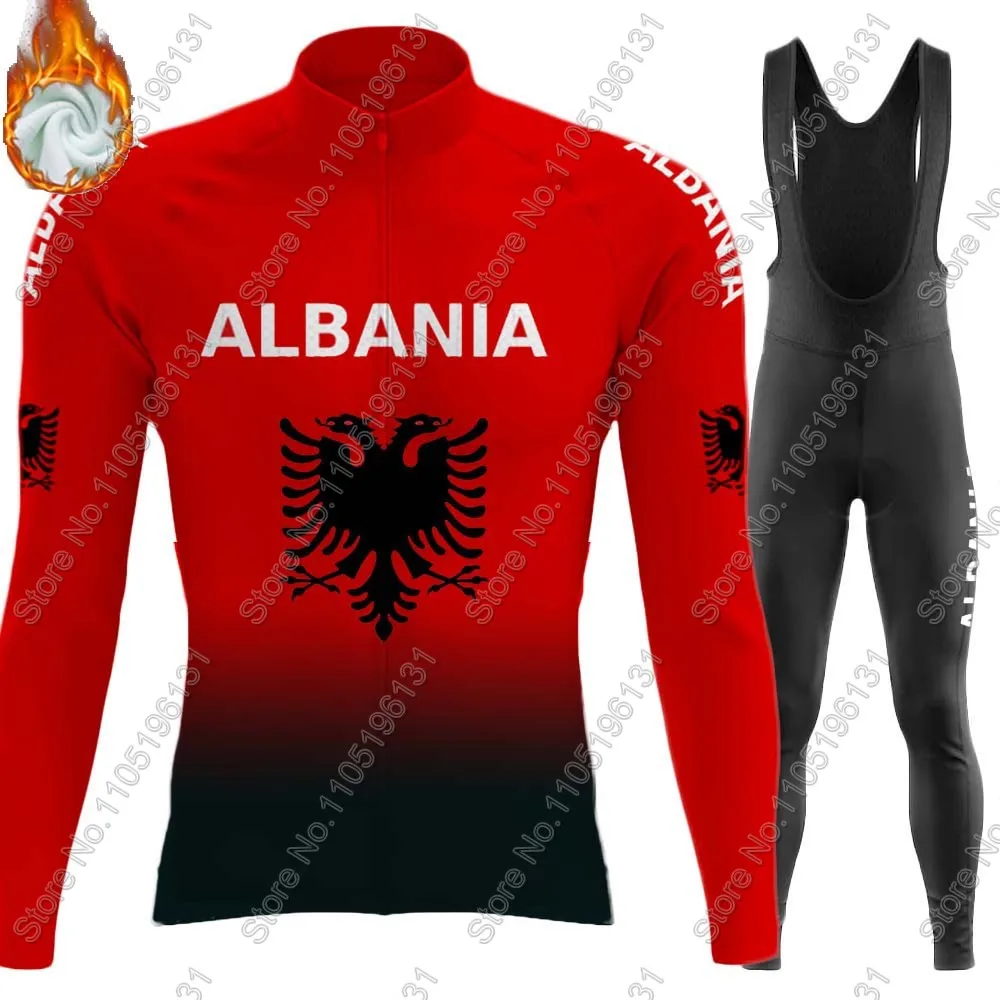Albania National Team 2026 Cycling Jersey Set Long Sleeve Red Cycling Summer Winter Clothing Road Race Bike Jacket Suit MTB Ropa view 6