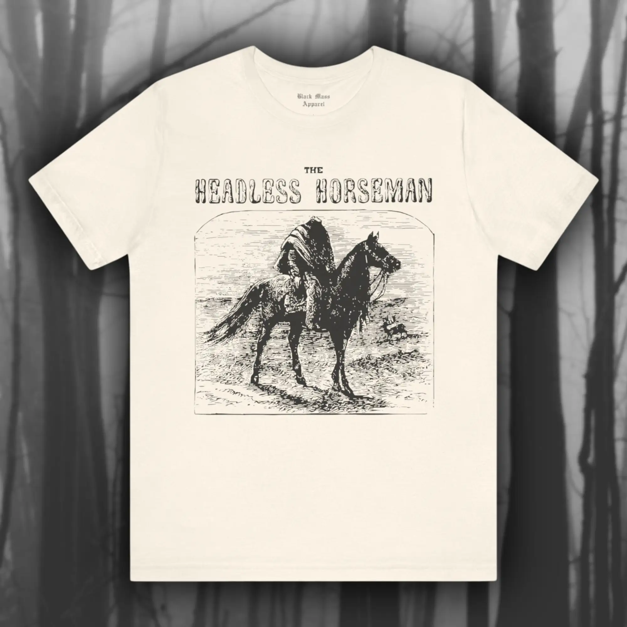 The Headless Horseman I، Vintage Halloween، قميص مجوف نعسان، تي شيرت مخيف، رواية رعب، تي شيرت قصير الأكمام من الجيرسيه الفولكلور