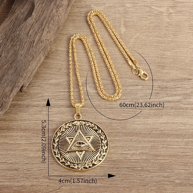 Illuminati All Seeing Eye Amulet Necklace Men\\\'s Fashion Jewelry Punk Hip Hop Gift