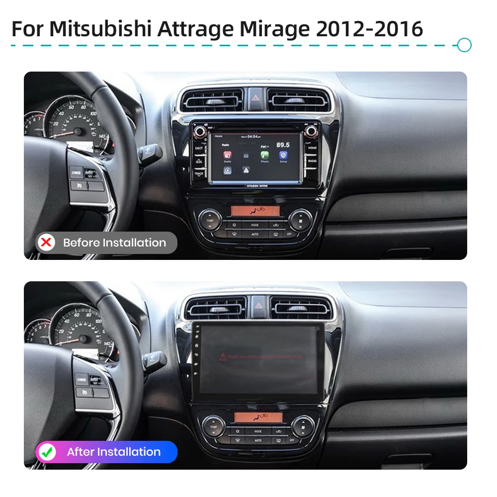 Android 13 Car Multimedia Player CarPlay GPS Navigation RDS 4G WiFi Bluetooth Car Radio For Mitsubishi Attrage Mirage 2012-2016