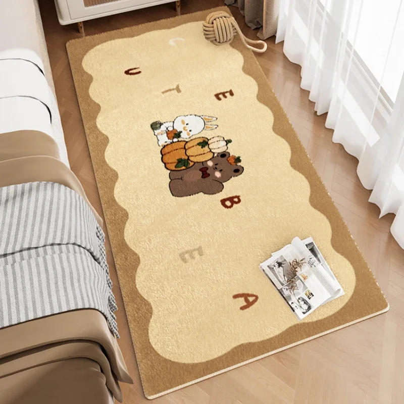 2025New Living Room Winter Carpet Bedroom Autumn Winter Fluffy Soft Bedside Thicken Carpets Cream Style Cartoon Light Luxury Rug
