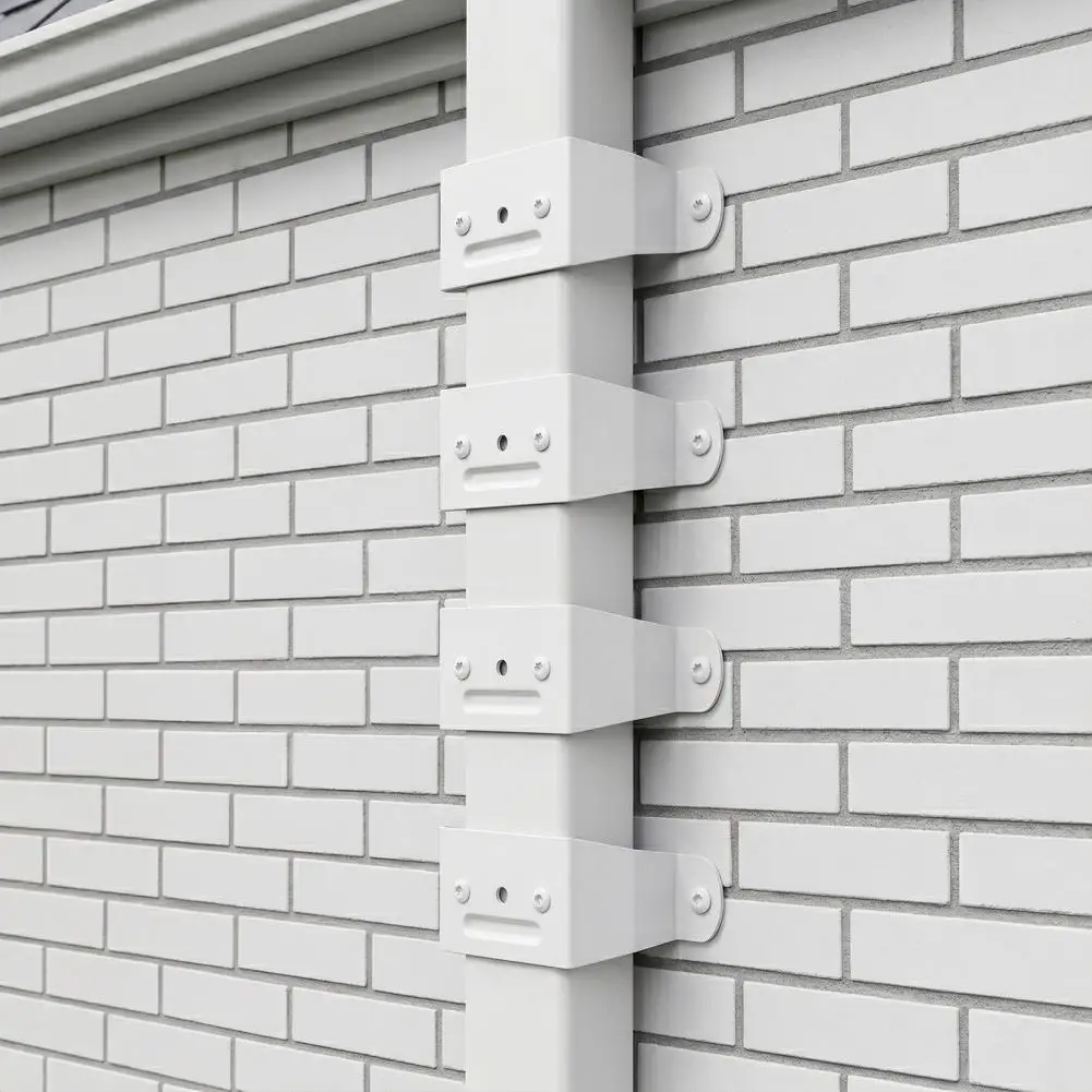 

4/8Pcs Aluminum Alloy Downspout Bracket Powder Coated Wall Mount Rain Gutter Straps 2 x 3 Inch Downspout Pipe Clip Hidden Bracke
