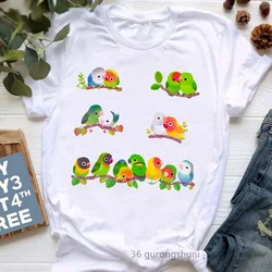 Watercolor Bird Cockatiel Parrot Print Women'S Tshirt Funny Harajuku Kawaii Clothers Summer Fashion T-Shirt Femme Streetwear