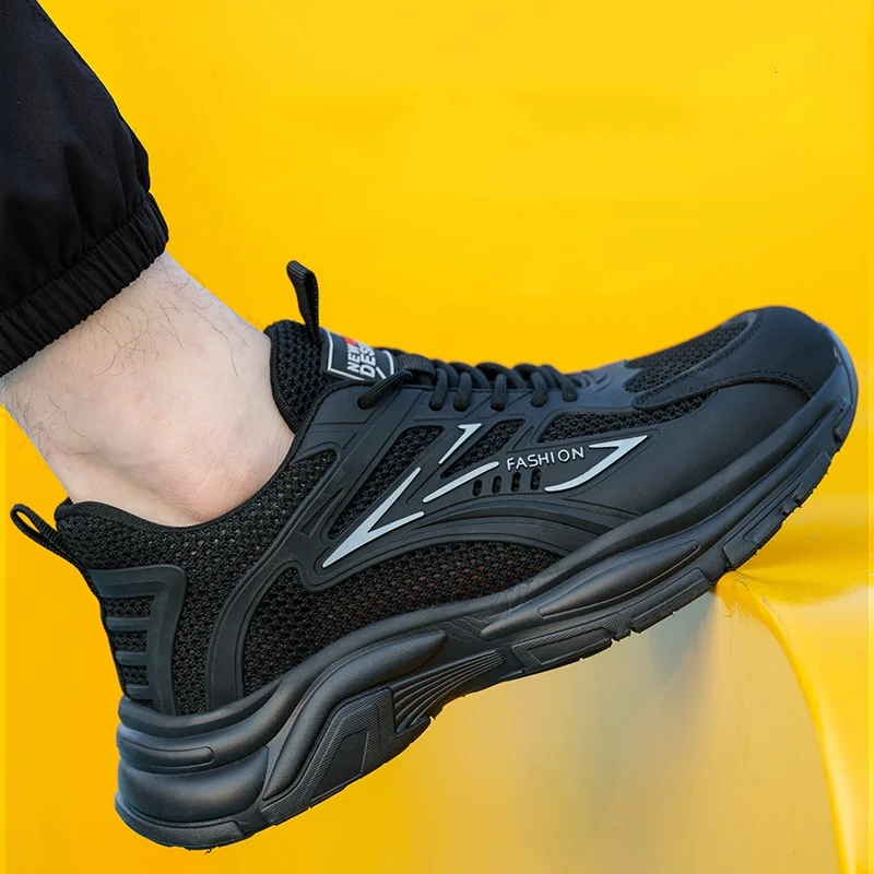 

Мужская модная дышащая пластиковая рабочая обувь с носком, летние защитные ботинки, рабочие кроссовки, защитная обувь, мужская обувь