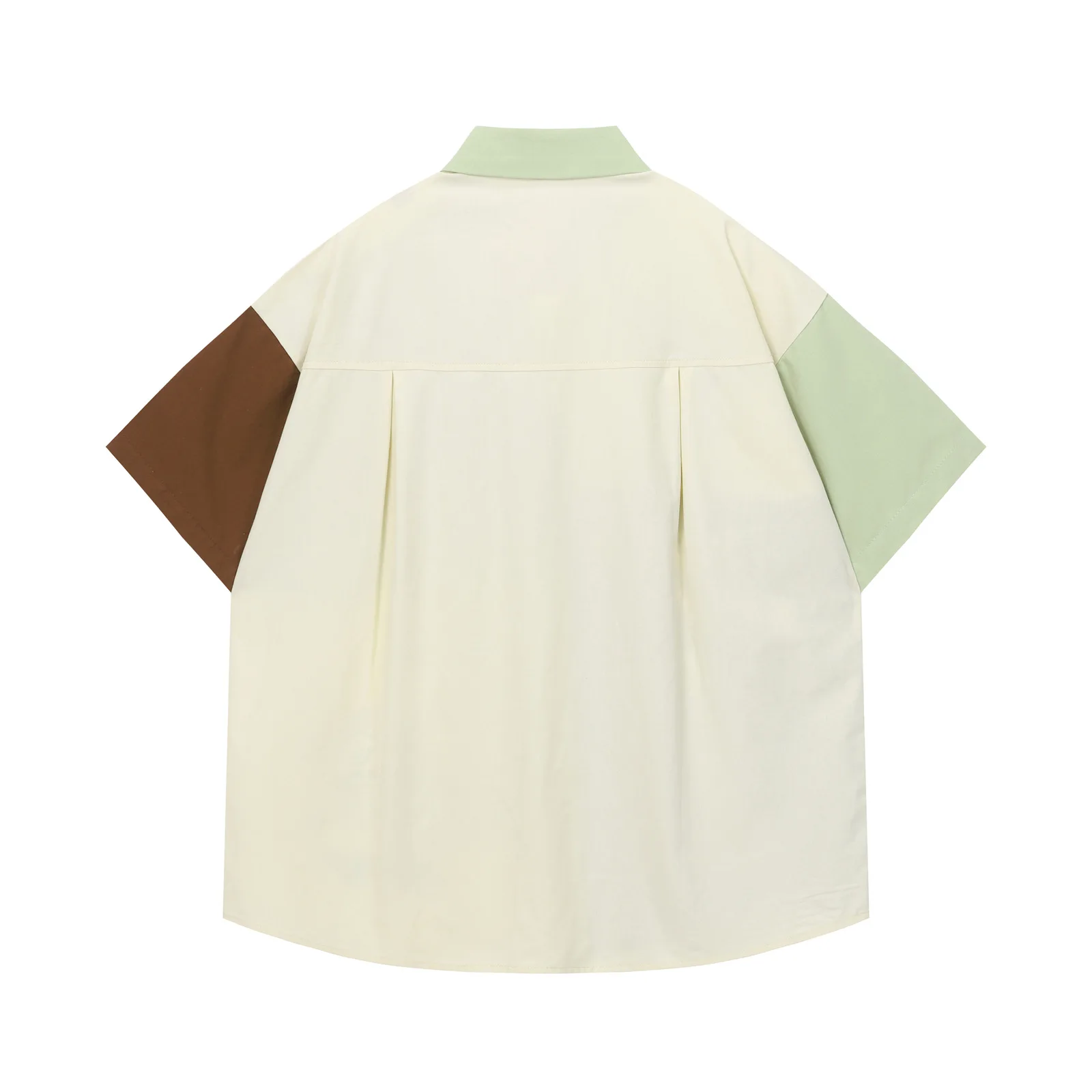 2026 Summer Loose Color Block Shirt Men Women American Vintage Funny Dog Embroidery Shirts Casual Short Sleeve Top Unisex