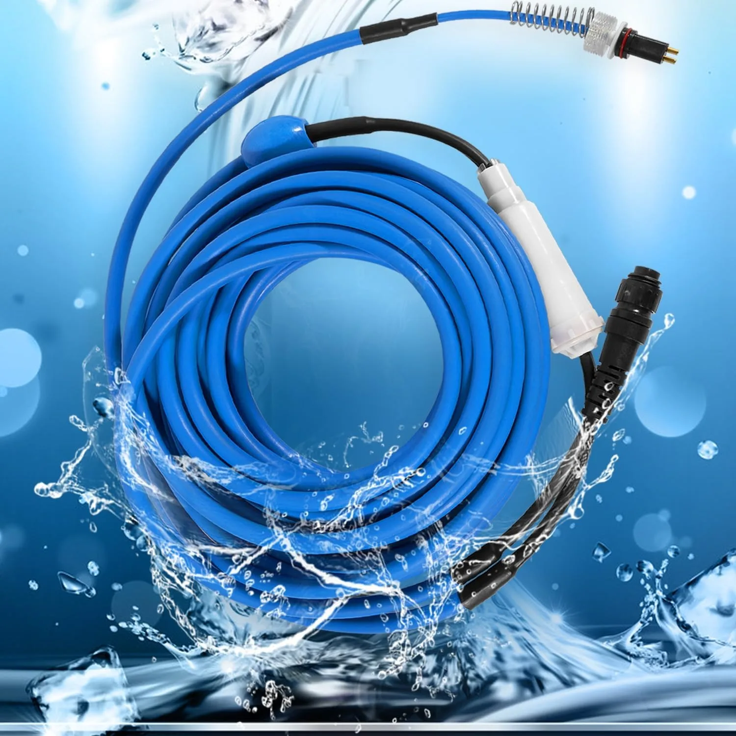 Blue cable with rotating 2-wire 60FT/18M for dolphin pool cleaners Nautilus (old), DX3, Advantage Plus, etc