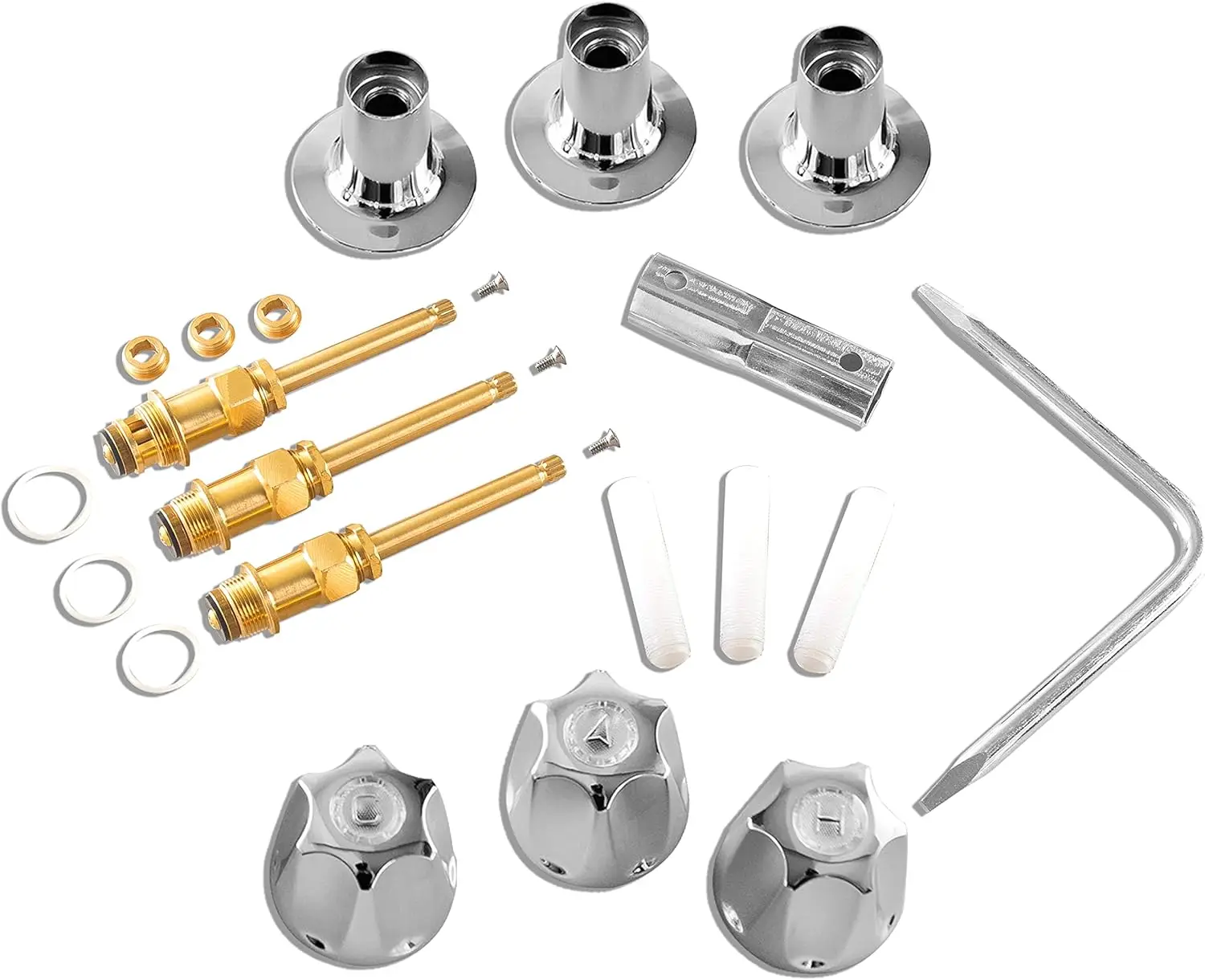 

3-Handle Tub Shower Trim Set for Price Pfister, Heavy Duty Metal, Polished Chrome