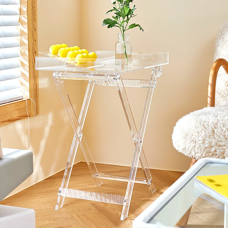 

JOYLIVE Transparent Folding Table Acrylic Bedside Table Square Simple Portable Table Home Coffee Table Creative Desk 2022 New