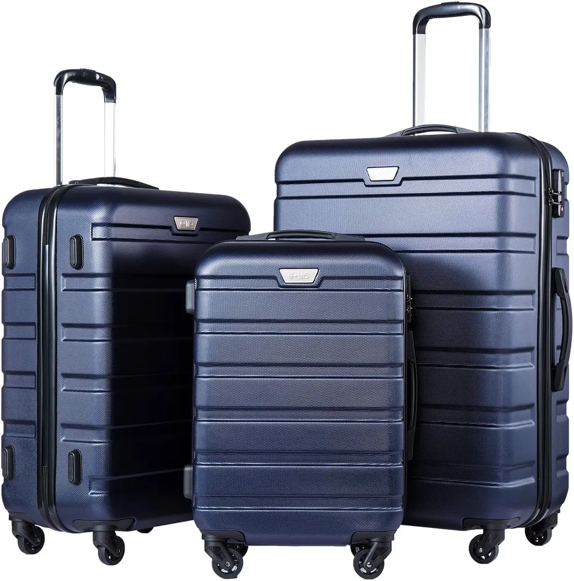 

3-Piece Lightweight Hardshell Spinner Suitcase Set with TSA Lock, Navy Blue, 20/24/28 Inches