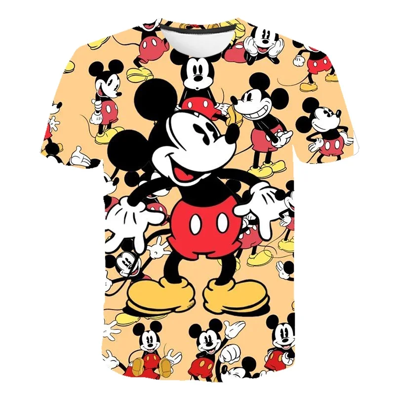 

Disney Mickey Mouse T-shirt for Men Summer Harajuku Boys Girl Tops Cartoon Funny Round Neck Tshirts Women Kids Casual Streetwear