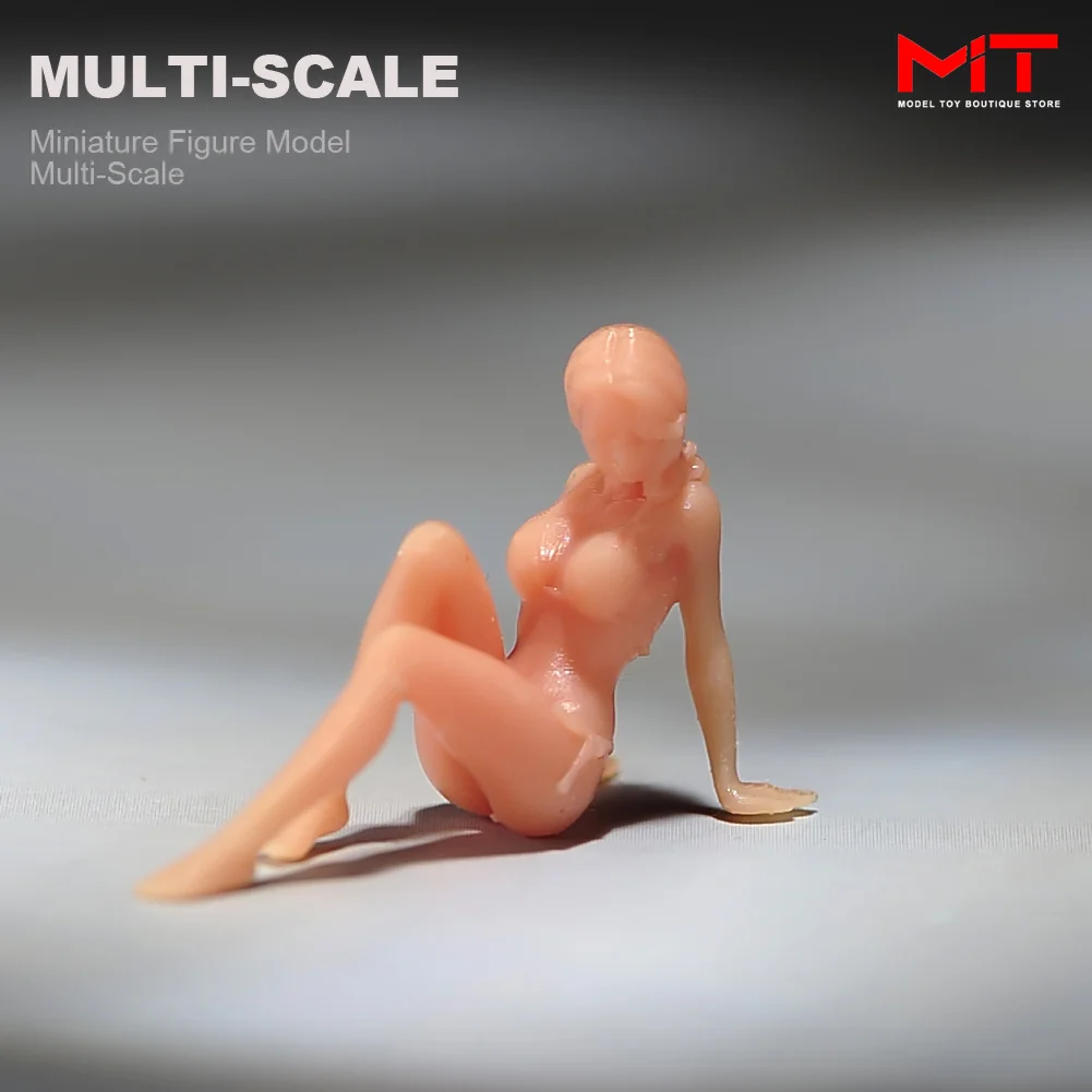 Miniatures Unpainted 1/24 1/43 1/64 1/87 Scale Mini Bikini Girl Shorts Boys Figure Beach Scene Model Figurine for Cars Vehicles