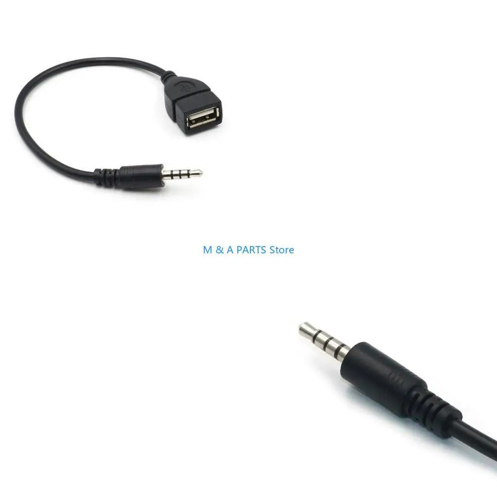 U1JF USB to 3.5mm Jacking Sound Adapter AUX to USB Adapter Sound Music Car Stereos Male Plugs Jacking to USB Female Cord