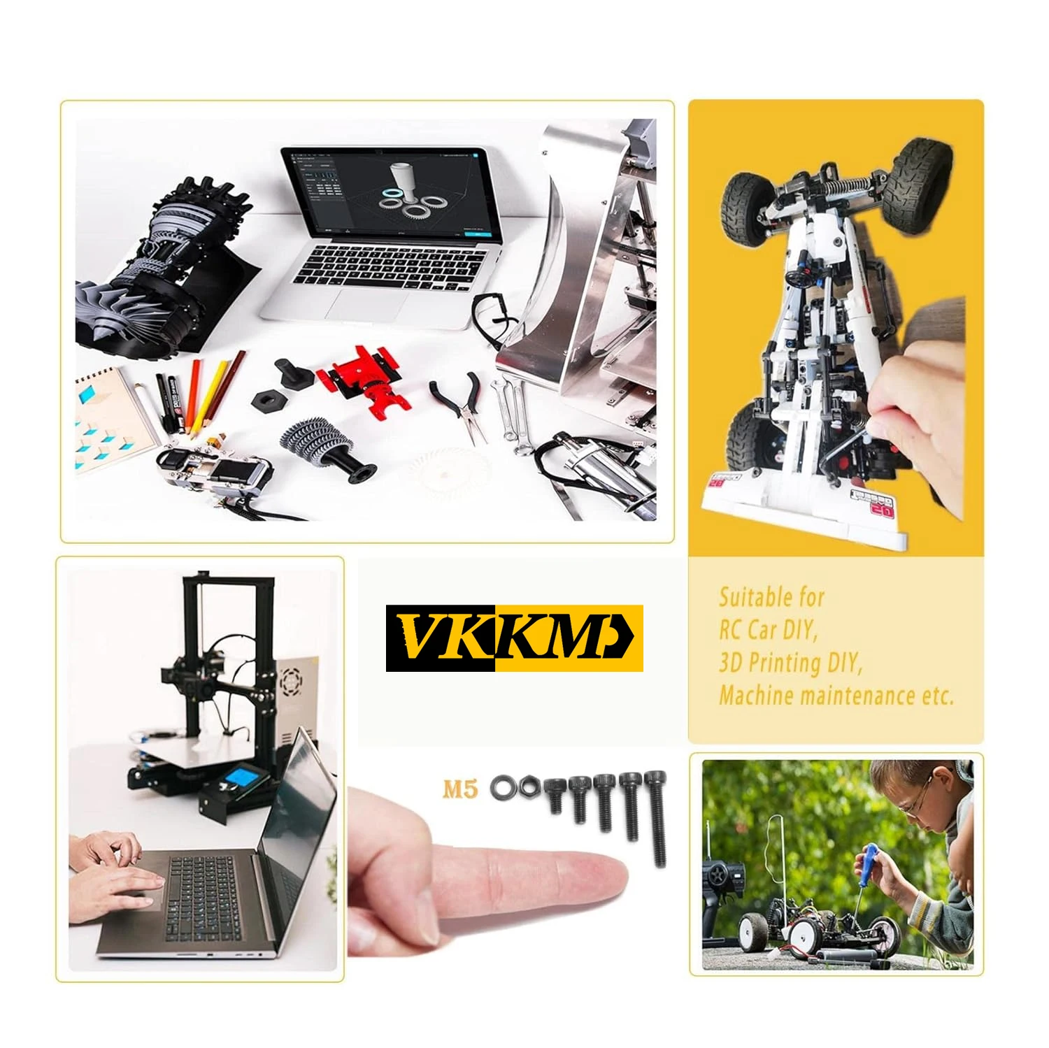 VKKM #M2 660Pcs Black Carbon Steel Cylindrical Head Bolt Assembly, Suitable for Electronic Product Repair, Toys, Etc.