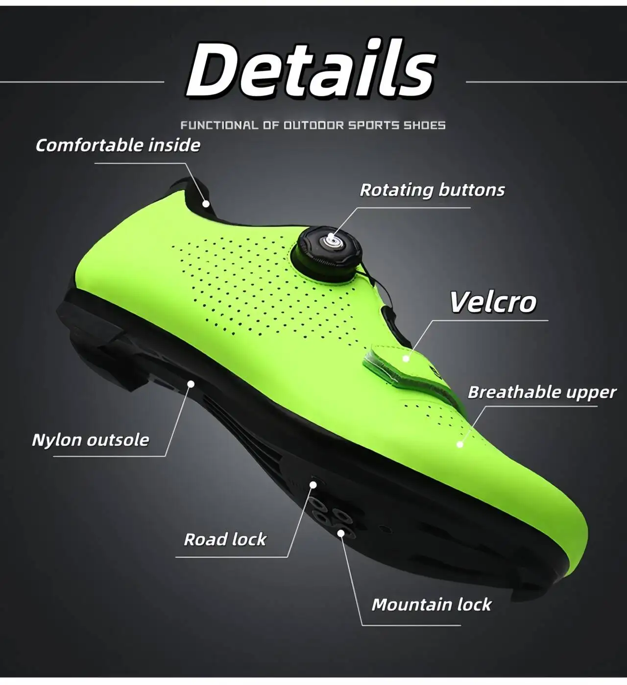 Unisex-Fahrradschuhe, Mountainbike-Fahrradschuhe, SPD-Lock-Schuhe, leichte, atmungsaktive und bequeme Wandersportschuhe – Detail 9
