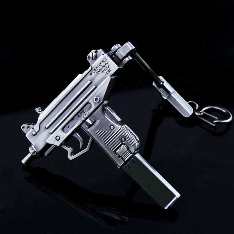 Imagem -05 - Pistola de Metal Uzi Submachine Modelo Miniatura Chaveiro Artesanato Pingente Presentes de Aniversário Alta Qualidade 1: 315 cm Novo 2024