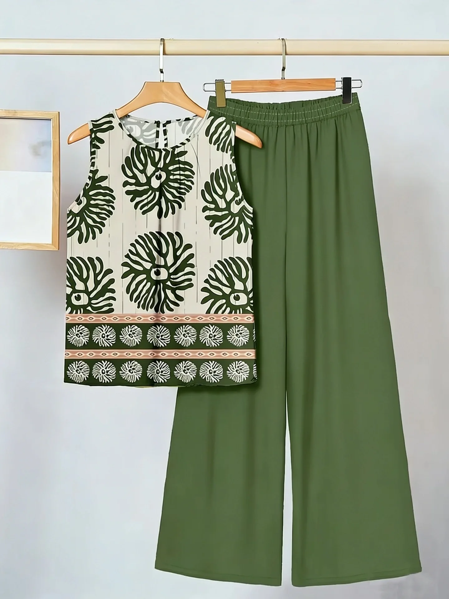 2 Piece Women Sets New Arrival Plus Size Summer Spring Matching Sets Sleeveless Top And Pants Suits Outfits Oversized Clothing 5