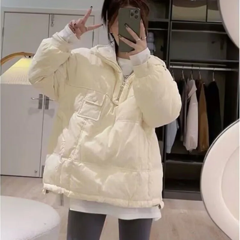 Neploe Korean Hooded Thicked Warm Cotton Jacket for Women 2024 Autumn Winter New Tops Mujer Y2k Long Sleeve Loose Coats