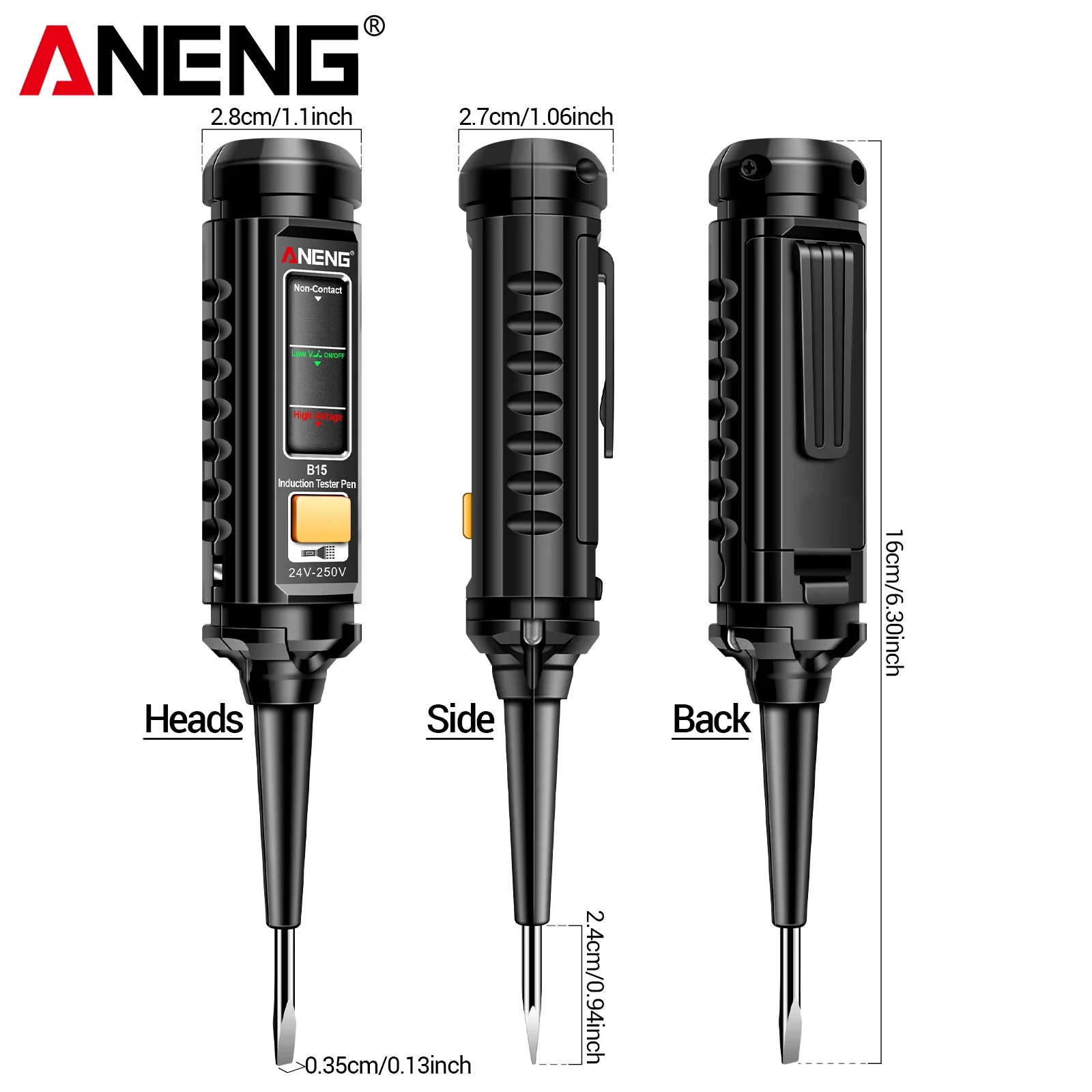 No contact electric pen tester ANENG B15 24-250V ACWire Breakpoint DetectorSlotted Screwdriver with Flashlight Electric Test Pen