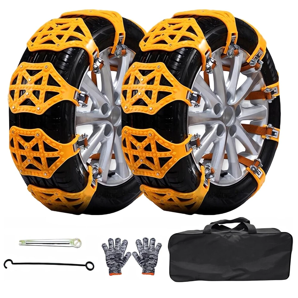 8Pcs Snow Chains for Cars Universal for Tyres Adjustable Tire Wheel Traction Anti-Skid Anti-slip Chain for TPU Vans Truck Suv