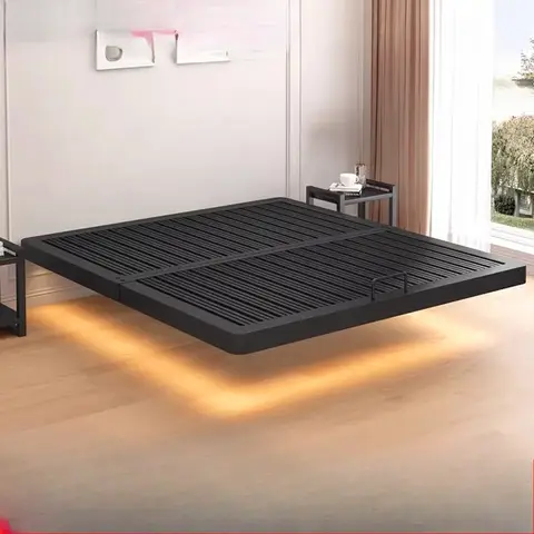 금속 플로팅 더블 퀸 침대 프레임, 플랫폼 침대 프레임, 편안한 Muebles Para Cuarto Recamara 가구, 침대 옆 제외