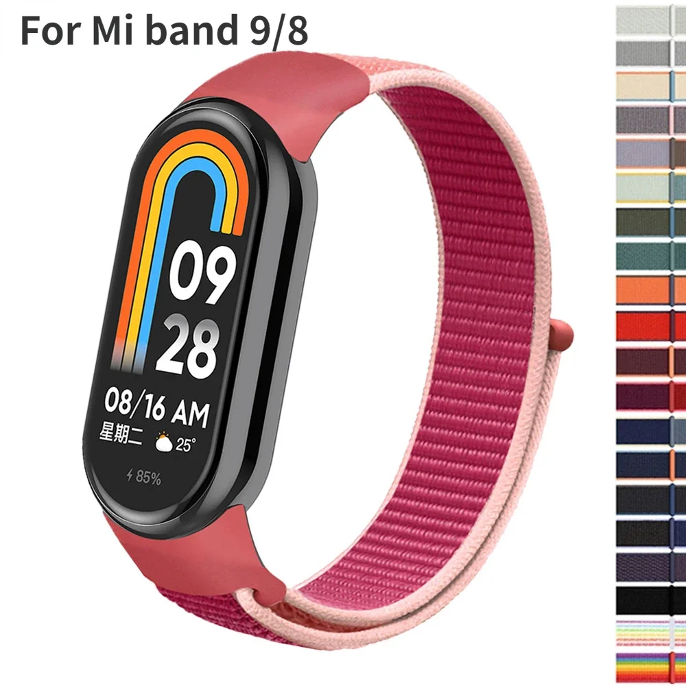 Bracelet for Mi band 9 Strap Nylon Sport loop watch Belt pulsera correa Mi band 8 Wristband for xiaomi Mi band 9 Bracelet Correa