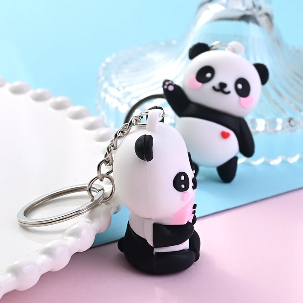 سلسلة مفاتيح PVC باندا لطيفة ، دمية كرتون ثلاثية الأبعاد ، جائزة قلادة حقيبة ظهر للمحفظة ، هدايا إكسسوارات مجوهرات للزوجين ، سلاسل مفاتيح السيارة ، جديدة ،! #3