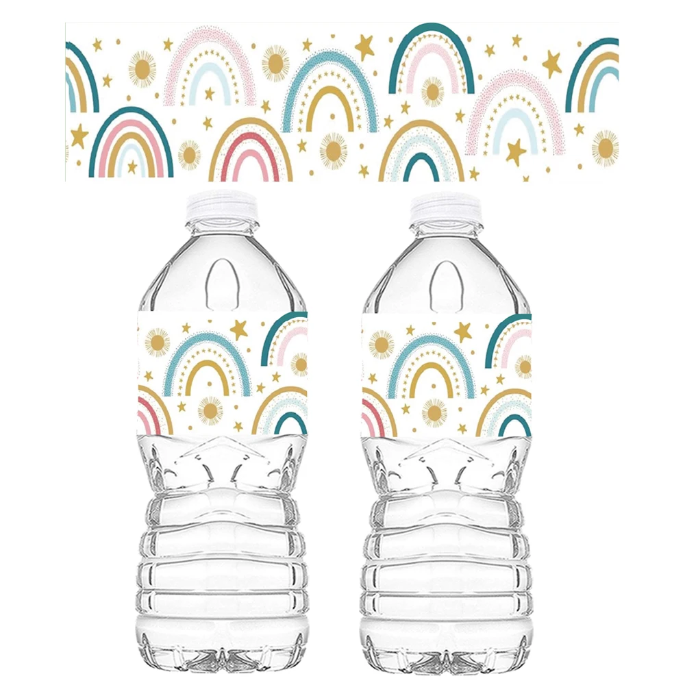 10Pcs Rainbow Boho Party Paper Water Bottle Stickers Baking Seal Labels Gifts Sticker Happy Birthday Party Decoration Supplies