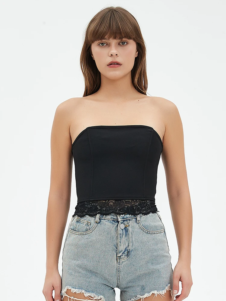 

2025 New Sexy Lace Tube Tops Women Summer Sleeveless Backless Cropped Top Lady Party Club Solid Colour Mini Vest Clubwear