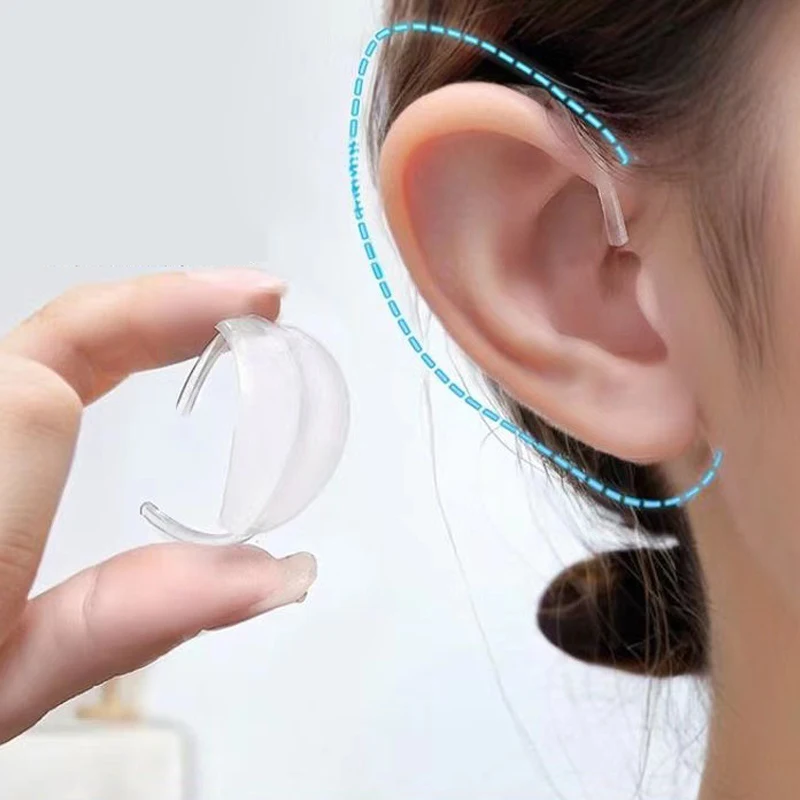 1 Pairs Transparent Elf Earhook V-Face Wearable Ear Stand Reusable Strong Support Fixed Invisible Earrings Protruding Prominent