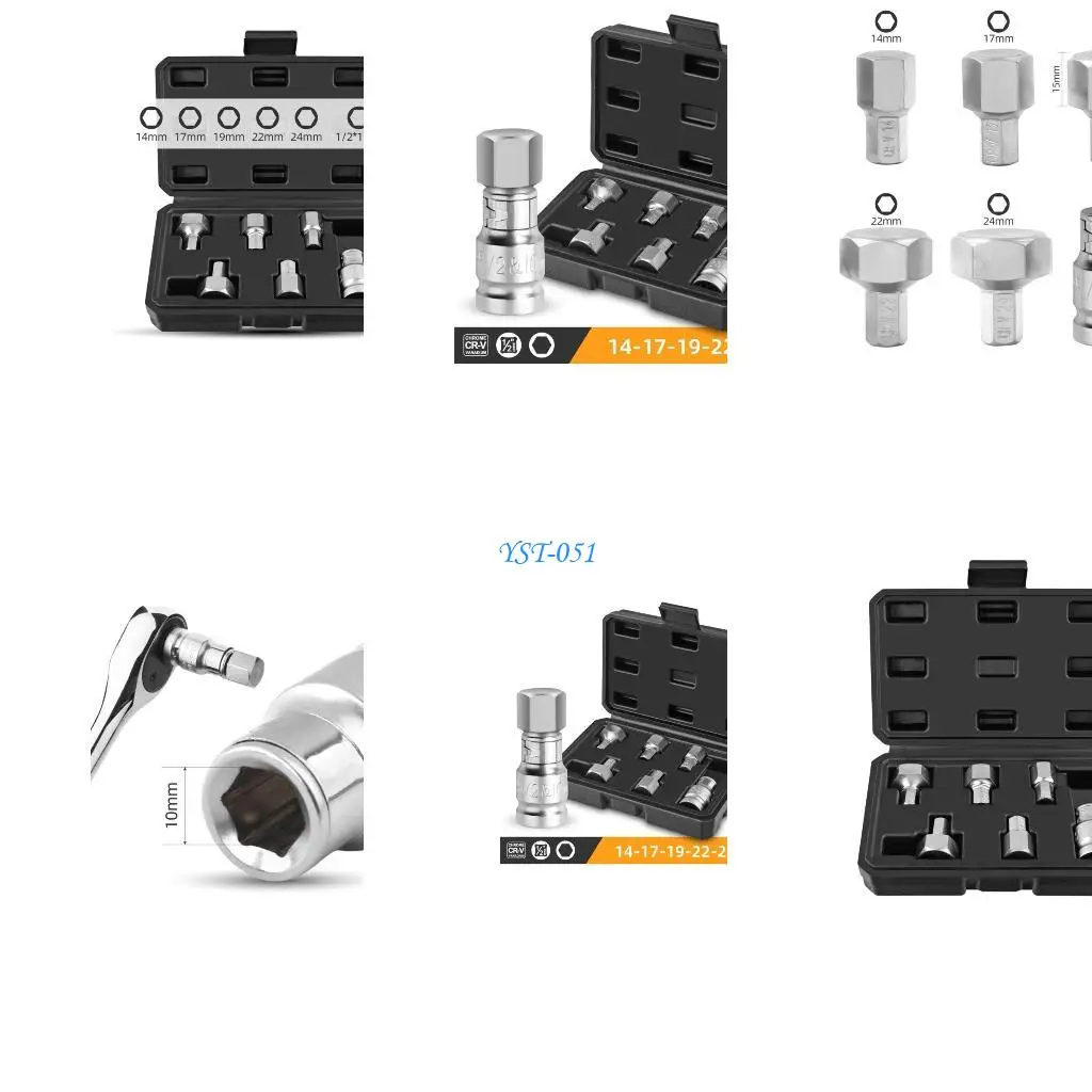 

E15A Impact Bit Socket Set Hexagon Allen for Key Chromium- Vanadium Alloy Steel 6