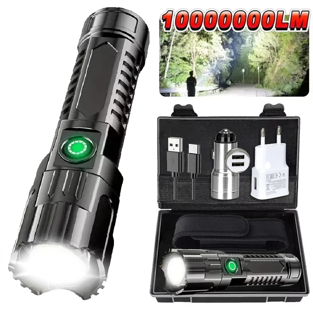 Ultra Bright Zoomable LED Flashlight,Rechargeable 3 Lighting Modes Portable High Lumens Outdoor Camping Fishing Emergency Hiking