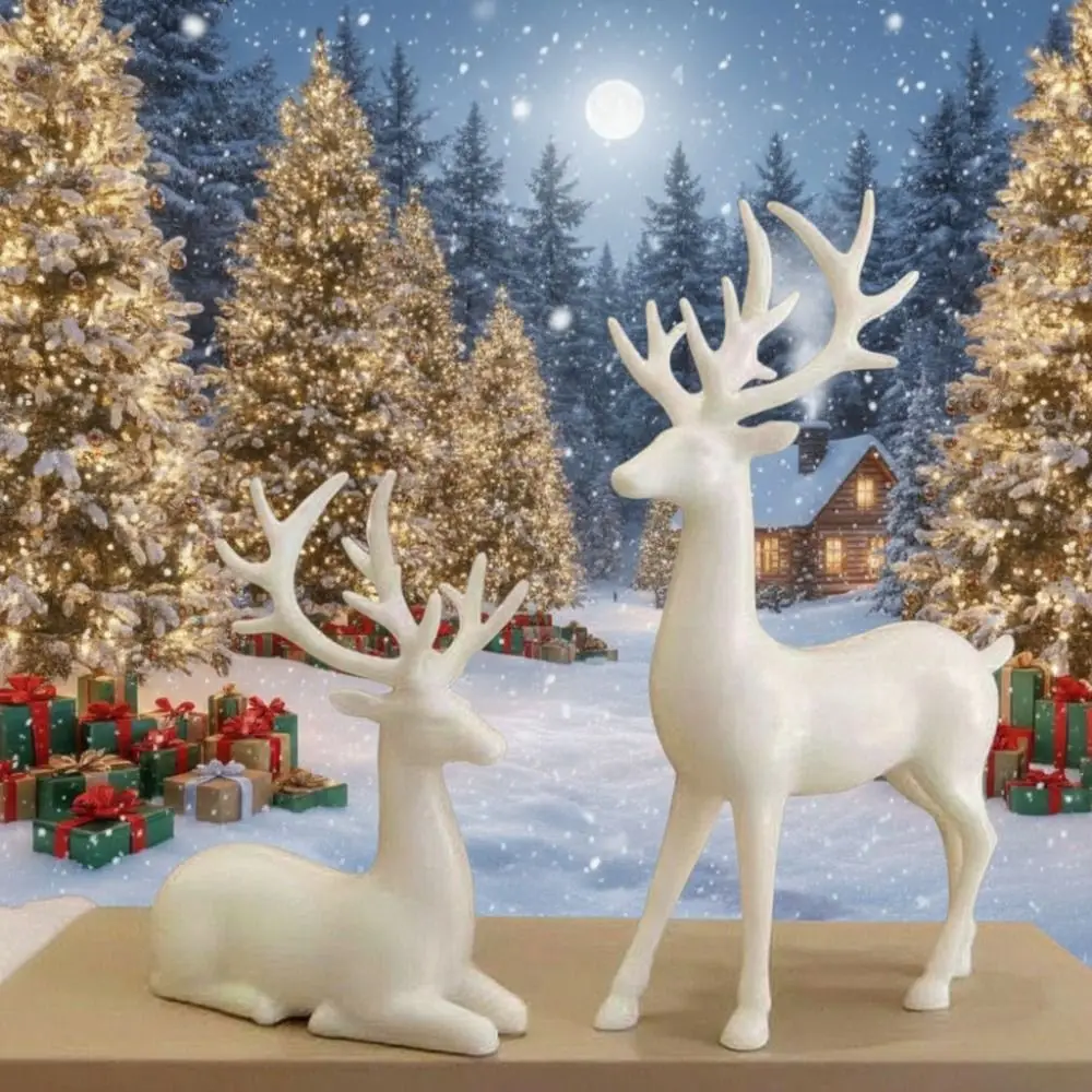 Creative Deer Desktop Ornament Modern Cute Christmas Deer Statue Sitting/Standing Position Exquisite Elk Figurine TV Cabinet
