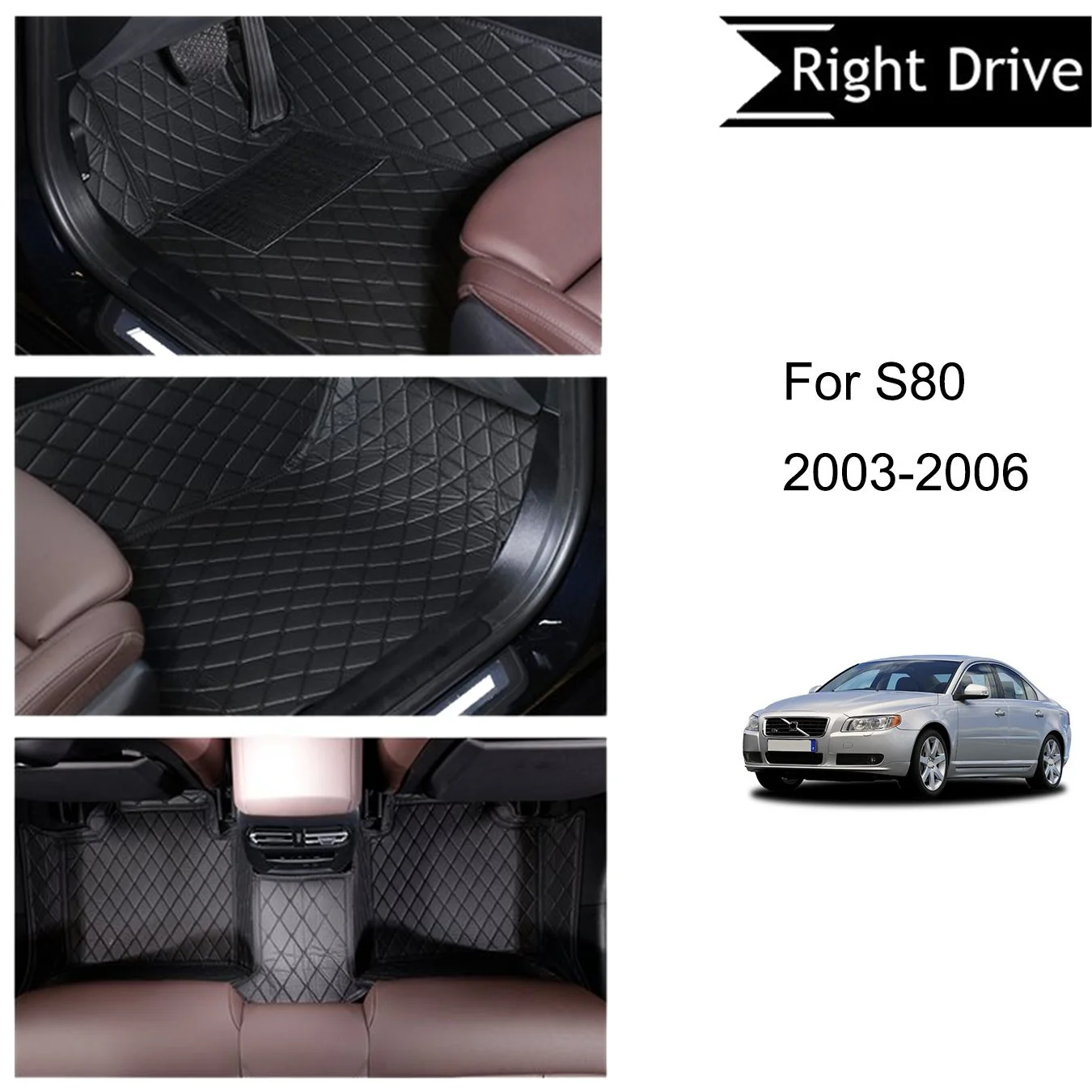 [RHD]For Volvo For S80 2003-2006 Three Layer PU Leather Stereo Full Cover Anti-Slip Car Mat Luxury Car Interior Floor Mats