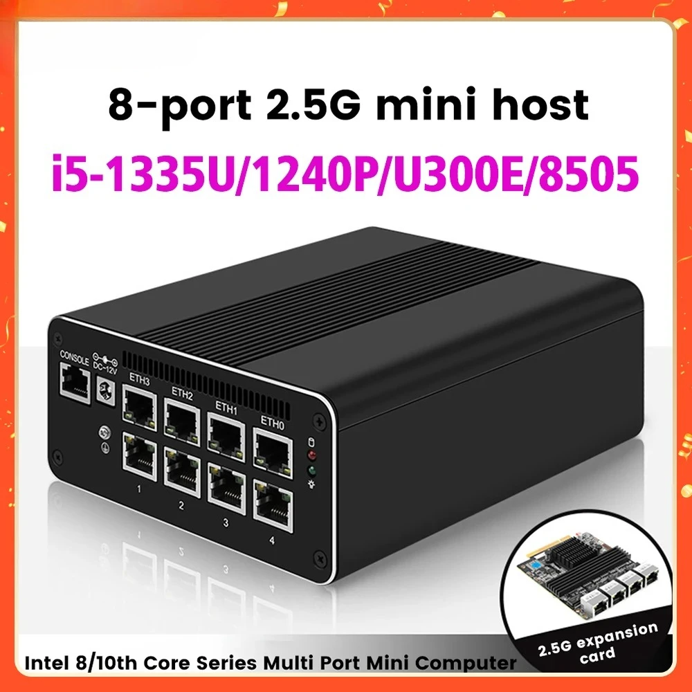 CWWK 13th Gen Firewall Server 2*10G SFP 4xi226-V i5 1335U 1240P U300E 8x 2.5G LAN 2*SATA Appliance Mini PC Proxmox Host