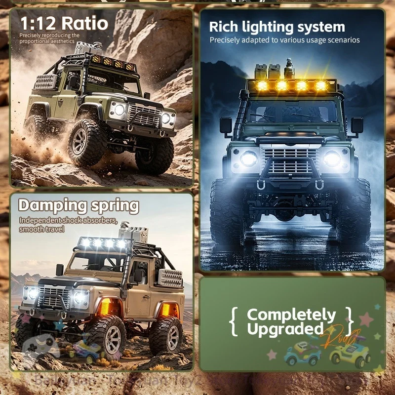 

New Remote Control Crawler 24 Ghz Four Wheel Drive 1 To 12 Full Proportional Led Lights All Terrain Off Road Climbing Vehicle
