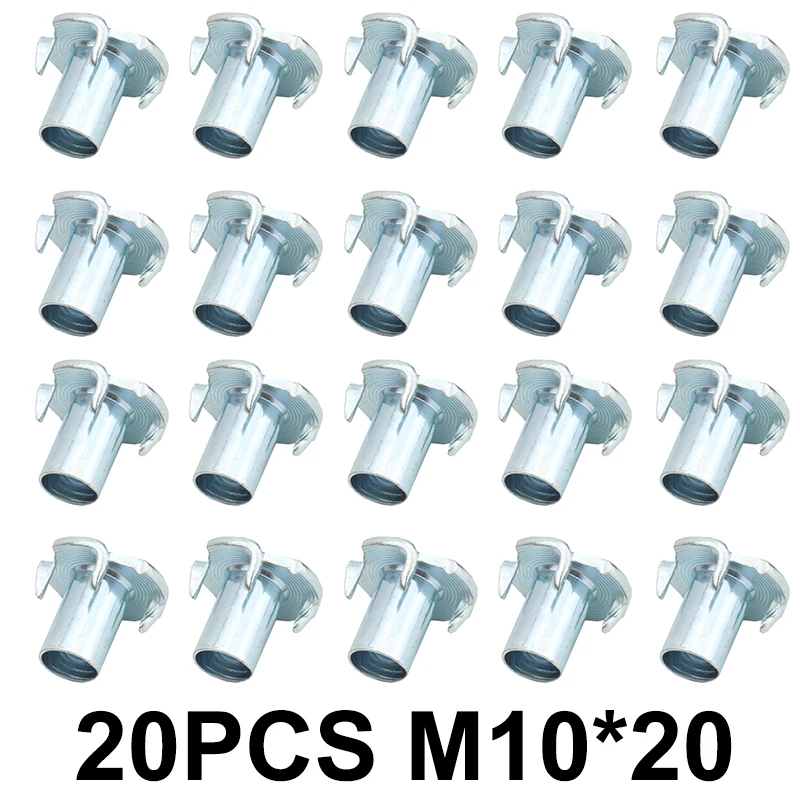 20PCS M2*20 Four Claws Nut T-nut Blind Pronged Insert T-Nut Height 2.3cm for Wood Furniture Hardware