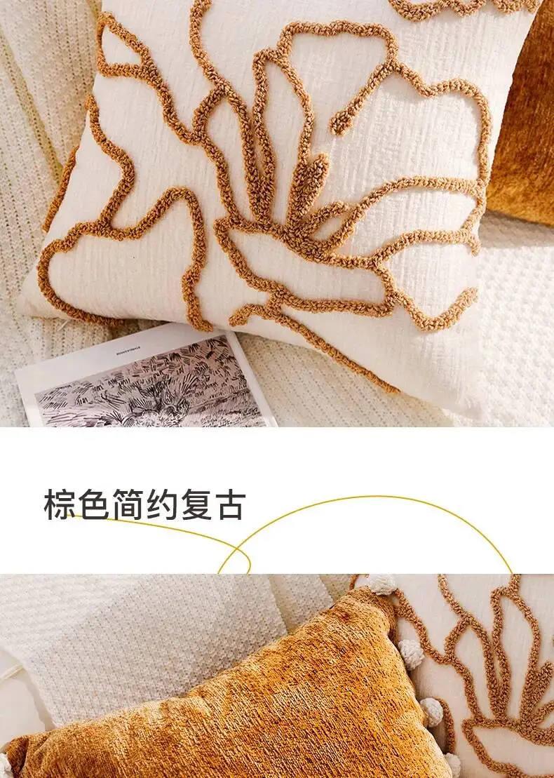 Boho-Kissenhülle im marokkanischen Streifenstil, Chenille, luxuriös, weich, dekorativ, für Sofa, Bett, Heimdekoration – Detail 4