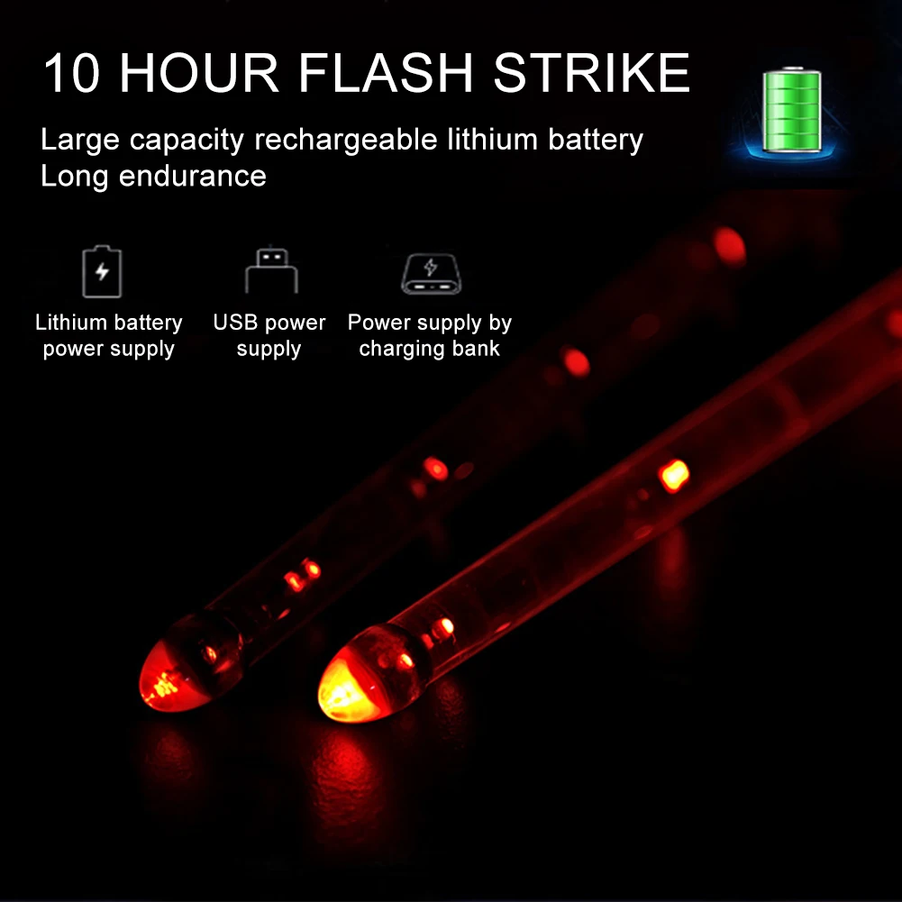 LED تضيء أفخاذ 15 لون تغيير توهج في الظلام أفخاذ LED تضيء عصي طبلة الجاز عصي الطبال الهدايا #4