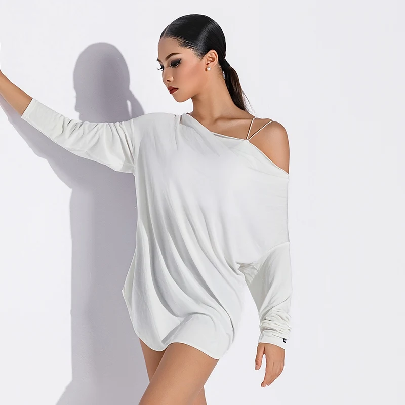 

2025 New Latin Dance Dress For Women Long Sleeved Loose Tops Samba Chacha Tango Adult Female Latin Competition Dresses DQS20632