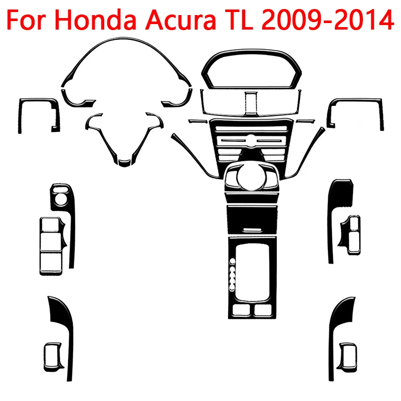 ABS Piano Black Various Parts Stickers For Honda Acura TL 2009 2010-2014 Without Navigation Car Interior Decorative Accessories