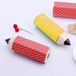10pcs Candy Box Pencil Shape Creative Colorful Cartoon Cookies Chocolate Gift Boxes Kids Birthday Baby Shower Party Decoration