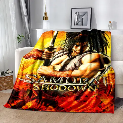 3D 레트로 게임 사무라이 영혼 Shodown Haohmaru 만화 담요, 홈 침실 침대 소파 여행 커버 아이를위한 부드러운 던지기 담요