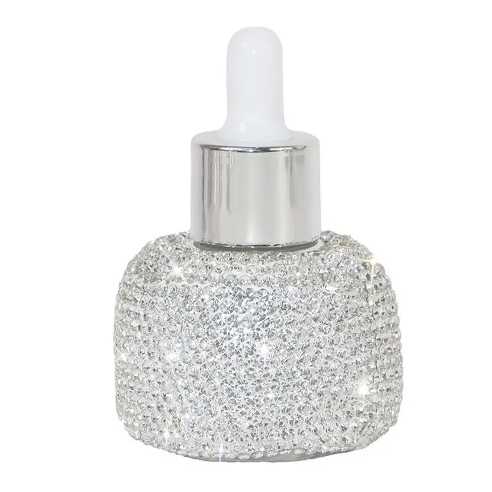 Bling garrafas conta-gotas de vidro recarregáveis à prova de vazamento recipiente de perfume portátil strass incrustado 30ml frascos de óleo essencial viagem