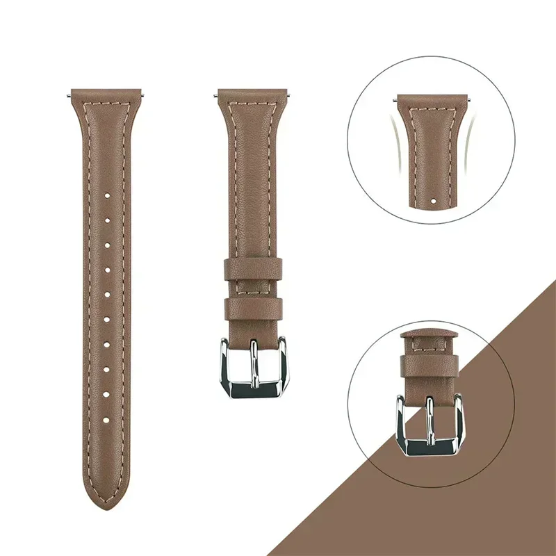 20 مللي متر 22 مللي متر حزام جلدي نحيف لساعة سامسونج جالاكسي 6/7/5 برو/4 كلاسيك/نشط 2 سوار رياضي ساعة هواوي GT 4-2-2e-3 الفرقة